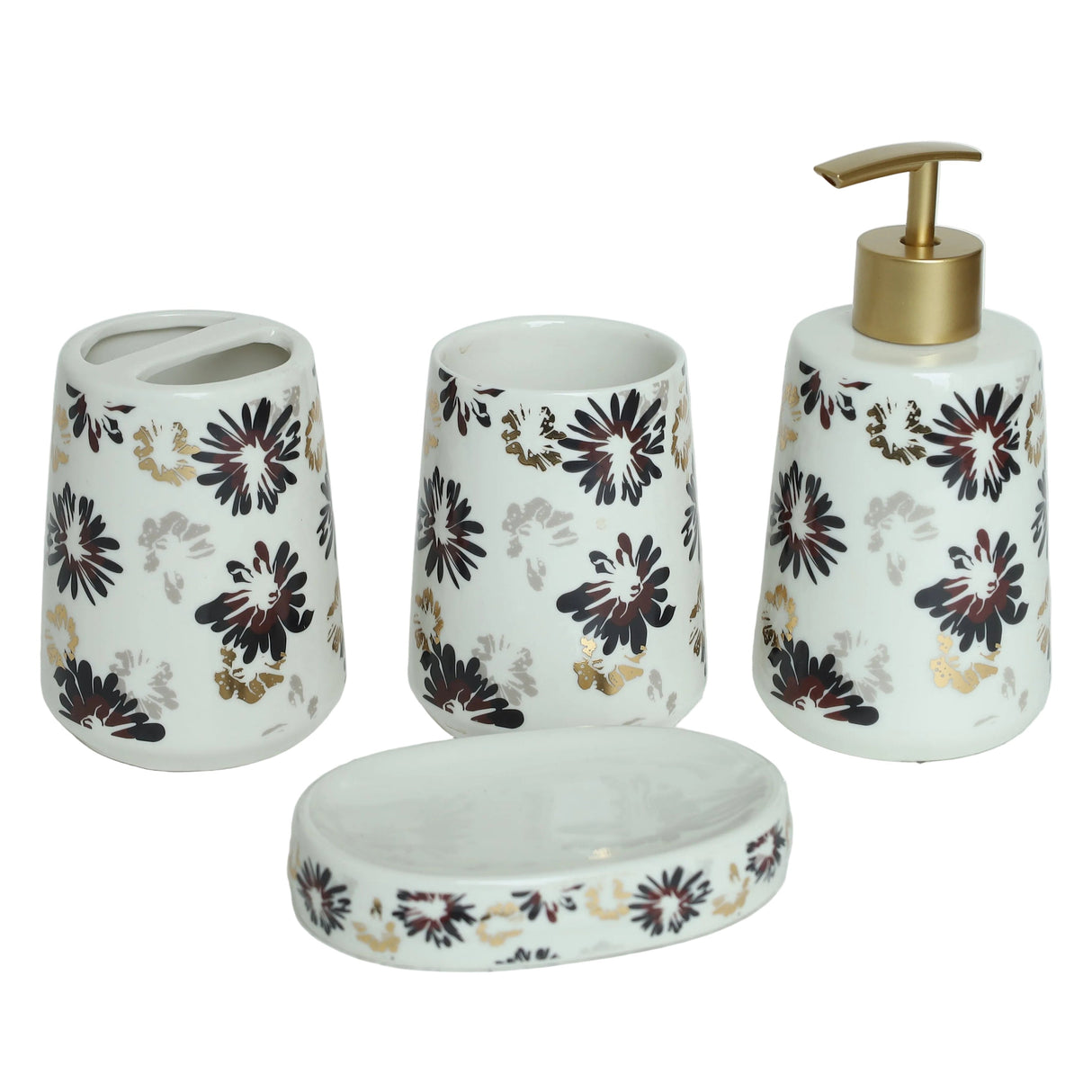 Brilliant Dark Floral 4 Pieces Bathroom Accessories Set at Zubaidas Homestore Pakistan