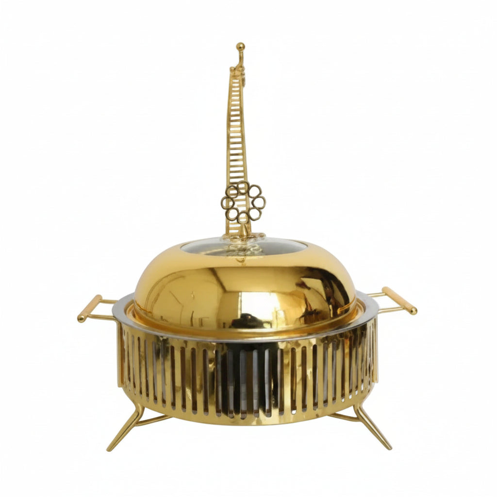Brilliant Gold Buffet Dish with Water Tank 6 Liter at Zubaidas Homestore Best for Home SHopping