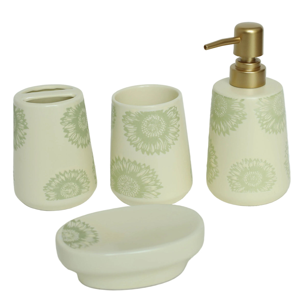 Brilliant Green Floral Bath Accessories 4 Pieces Set at Zubaidas Homestore. The Largest Homestore in Pakistan