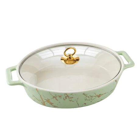 Brilliant Green Oval Ceramic Casserole Dish 35cm at Zubaidas Homestore Pakistan