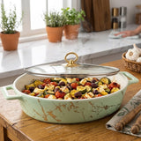 Brilliant Green Oval Ceramic Casserole Dish 35cm at Zubaidas Homestore Best for home Shopping