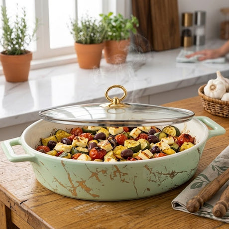 Brilliant Green Oval Ceramic Casserole Dish 35cm at Zubaidas Homestore Best for home Shopping