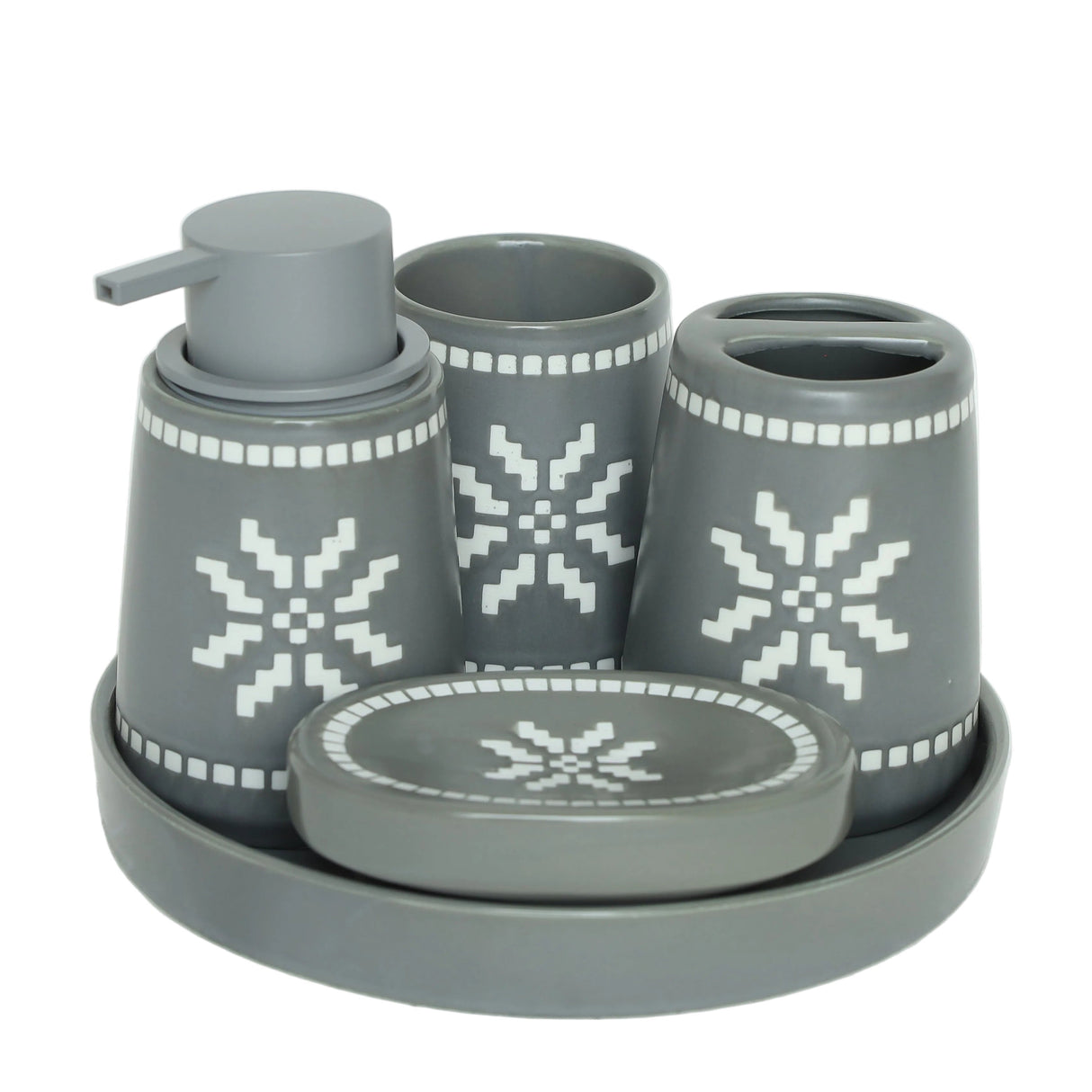Brilliant Grey Snowflake Bathroom Accessories Set at Zubaidas Homestore. Best For Home Shopping in Pakistan