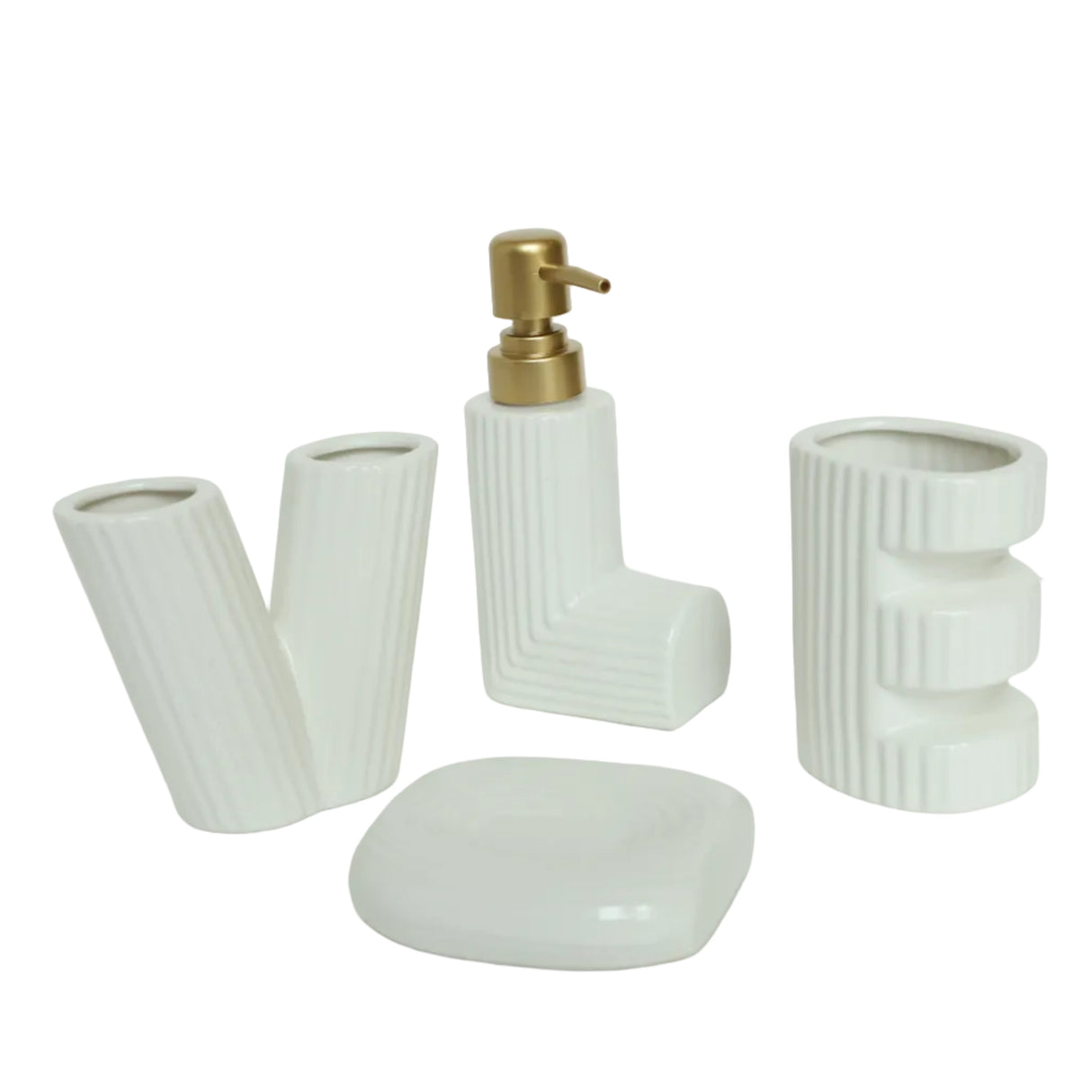 Brilliant Love Ceramic Bathroom Accessories Set White at Zubaidas Homestore Pakistan