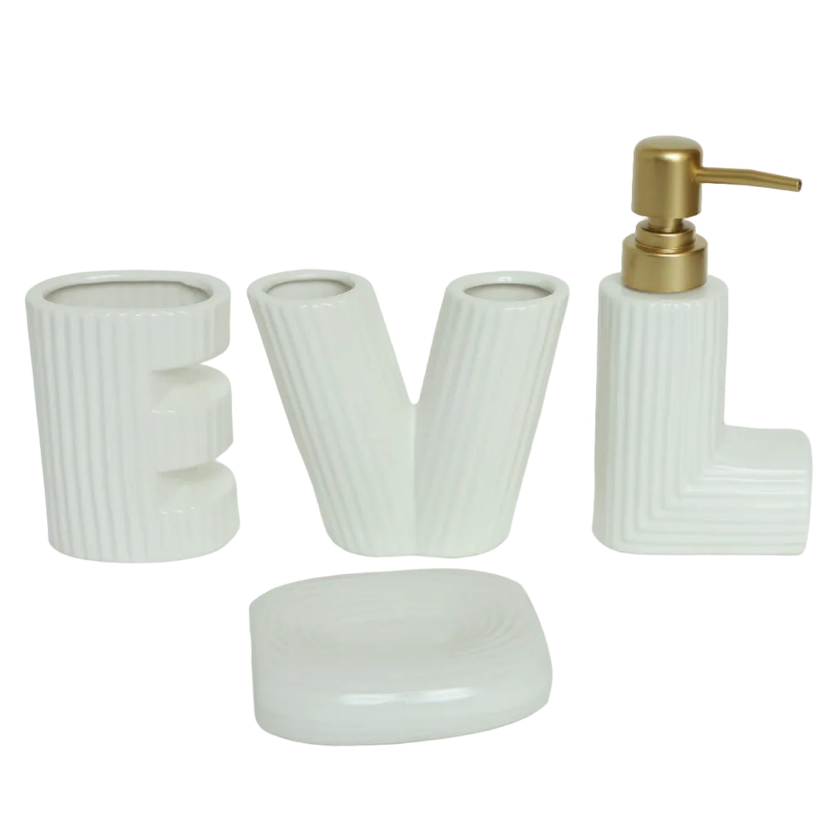 Brilliant Love Ceramic Bathroom Accessories Set White at Zubaidas Most Trusted Homestore in Pakistan
