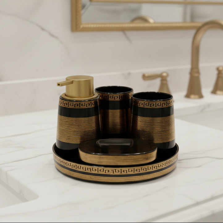 Brilliant Luxury Geometric Striped 5 Pieces Bath Set at Zubaidas Homestore