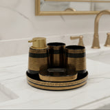 Brilliant Luxury Geometric Striped 5 Pieces Bath Set at Zubaidas Homestore