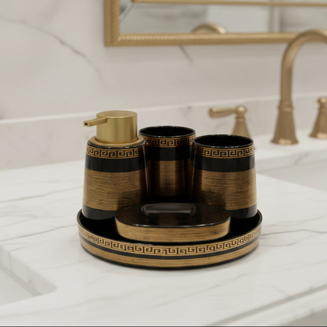 Brilliant Luxury Geometric Striped 5 Pieces Bath Set at Zubaidas Homestore
