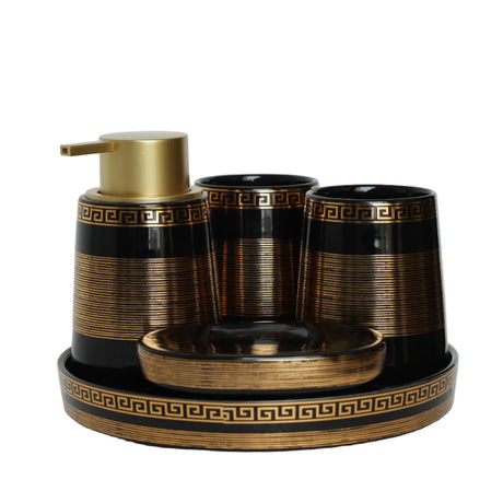 Brilliant Luxury Geometric Striped 5 Pieces Bath Set at Zubaidas Homestore Pakistan