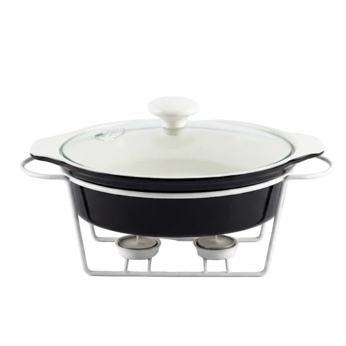 Brilliant Oval Ceramic Casserole With Candle Warmer Stand 28cm Zubaidas Homestore Pakistan