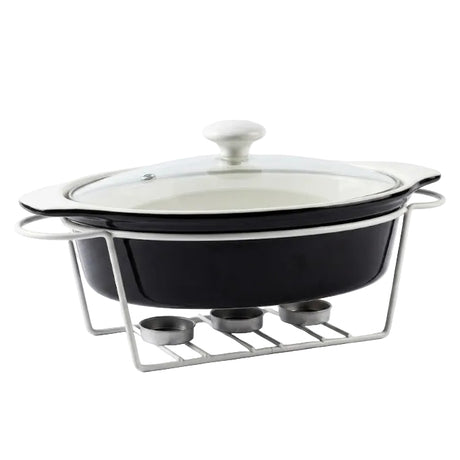 Brilliant Oval Ceramic Casserole With Candle Warmer Stand 33cmZubaidas Homestore Pakistan