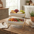 Brilliant Porcelain 2-Tier Rectangular Plate with Gold Stand at Zubaidas Homestore Pakistan