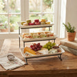 Brilliant Porcelain 3-Tier Rectangular Plate with Black Stand at Zubaidas Homestore Pakistan
