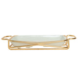 Brilliant Rectangle Serving Dish With Gold Stand 25cm at Zubaidas Homestore Pakistan
