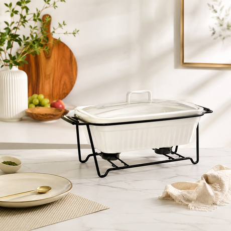 Brilliant Rectangular Ceramic Casserole With Wire Stand 26cm Zubaidas Homestore Best for Home Shopping