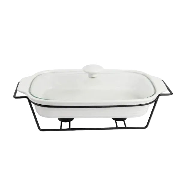 Brilliant Rectangular Ceramic Casserole With Wire Stand 30cm Zubaidas Homestore Pakistan