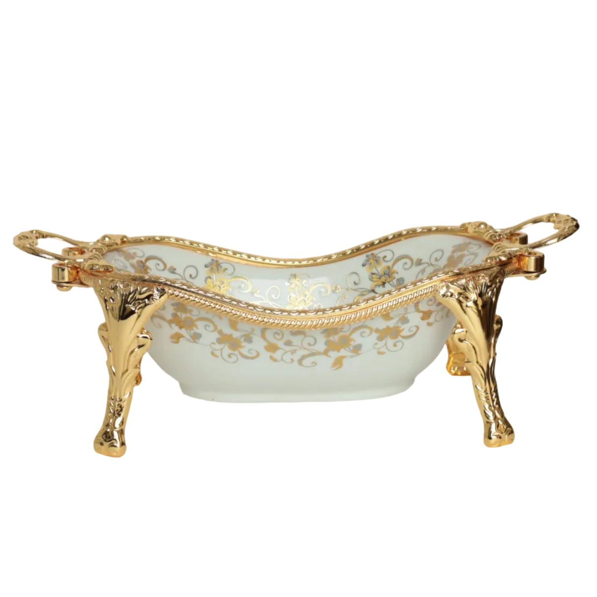 Brilliant Royal Bloom Gold Handle Serving Platter at Zubaidas Biggest Homestore in Pakistan