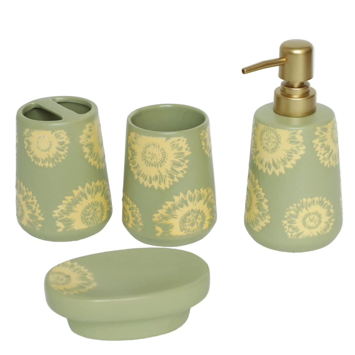 Brilliant Sunflower Ceramic Bathroom Accessories Set 4 Pieces at Zubaidas   Homestore. The Largest Homestore in Pakistan