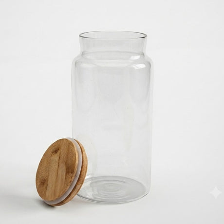 Burney Clear Glass Storage Jar with Bamboo Lid 3000ml at Zubaidas Homestore Best for Home Shopping Pakistan