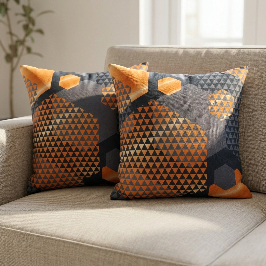 Plushmink Printed Filled Cushions-Carbon Comb 2Pcs at Zubaidas Homestore