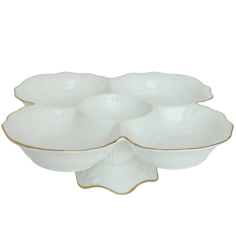 Ceramic 5-Section Serving Dish with Base in Classic White at Zubaidas No#1 Homestore in Pakistan