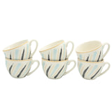 Ceramic Brush Stroke Design Tea Cup and Saucer 6 Pieces Set at Zubaidas Homestore Pakistan