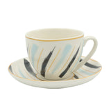 Ceramic Brush Stroke Design Tea Cup and Saucer 6 Pieces Set at Zubaidas Homestore. Most Trusted Homestore in Pakistan