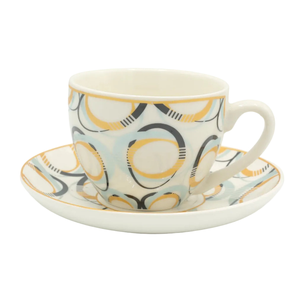 Ceramic Geometric Print Cup and Saucer 6 Pieces Set at Zubaidas Homestore. Most Trusted Homestore in Pakistan