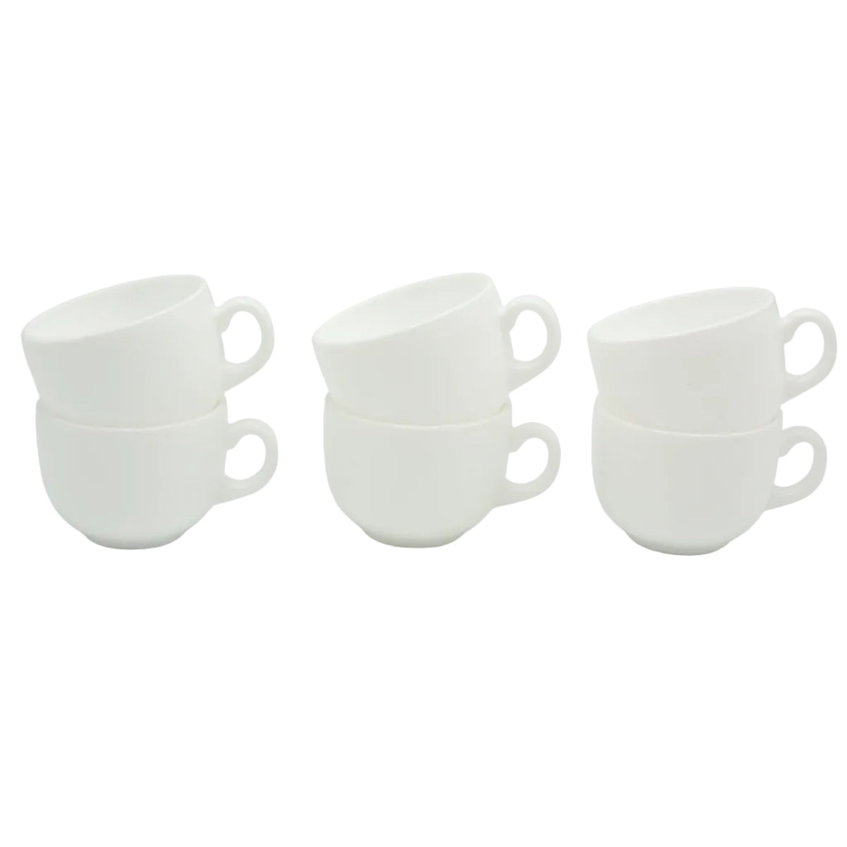 Ceramic Plain White Tea Cup and Saucer 6 Pieces Set at Zubaidas Homestore Pakistan