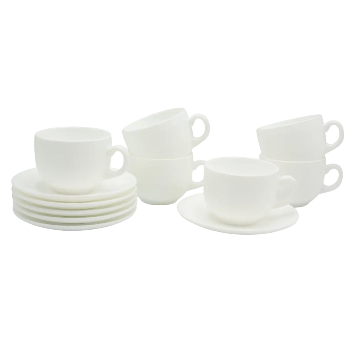 Ceramic Plain White Tea Cup and Saucer 6 Pieces Set at Zubaidas Homestore. Best Online Homestore in Pakistan