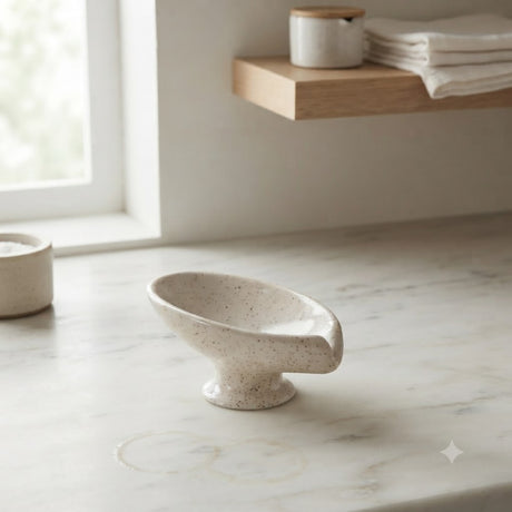 Ceramic Soap Dish With Oval Dotted Design at Zubaidas Homestore.Online Pakstan