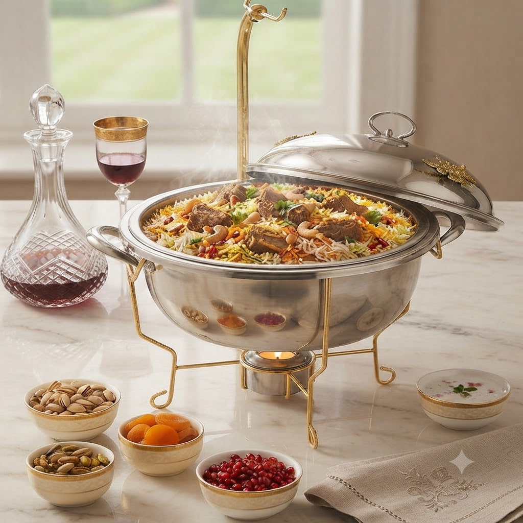 Chafing Dish Round 8ltr Stainless Steel at Zubaidas Homestore Pakistan
