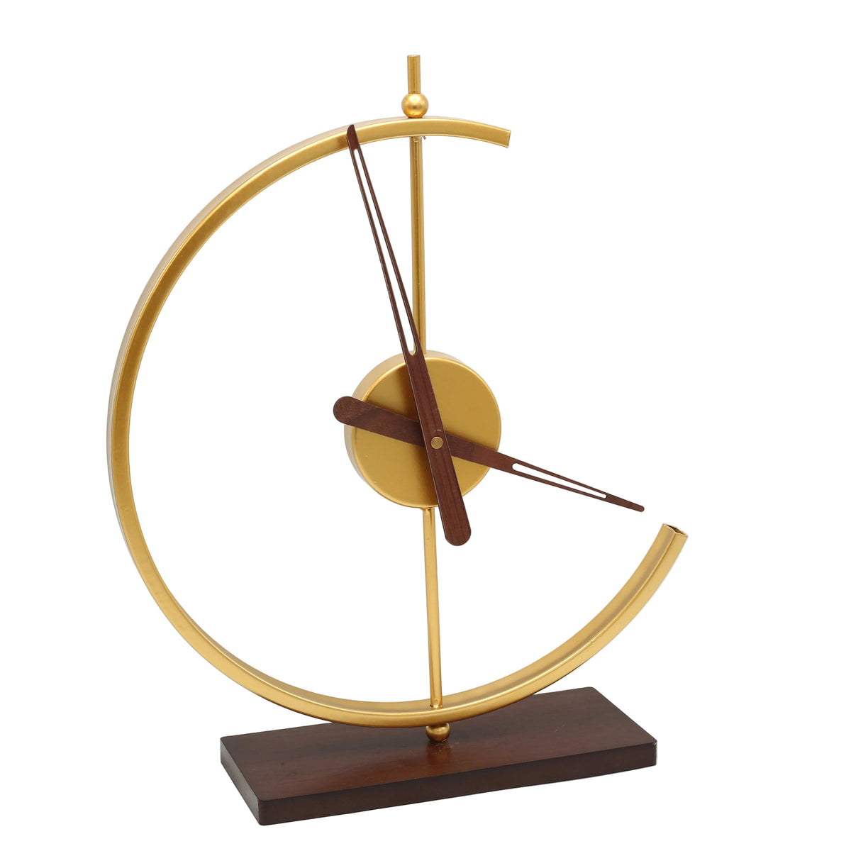 Circular Frame Decorative Clock with Wooden Base at Zubaidas Homestore Pakistan