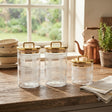 Clear Acrylic Jar Set of 3 With Gold Lid and Texture at Zubaidas Homestore Pakistan