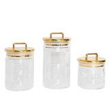 Clear Acrylic Jar Set of 3 With Gold Lid and Texture at Zubaidas Homestore Best for Home Shopping Pakistan