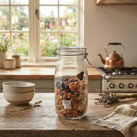 Clear Airtight Glass Storage Jar with Clip Top at Zubaidas Homestore Pakistan