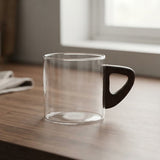 Clear Glass Cup with Wooden Handle 65MM at Zubaidas Homestore 