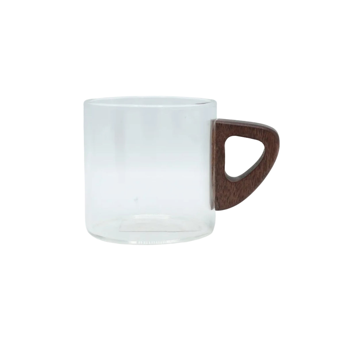 Clear Glass Cup with Wooden Handle 65MM at Zubaidas Homestore Pakistan