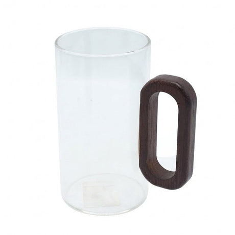 Clear Glass Mug with Wooden Handle 65MM at Zubaidas Homestore Pakistan