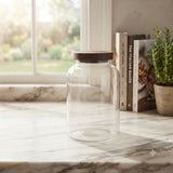 Clear Glass Storage Jar with Wooden Lid 1000ML at Zubaidas Homestore Pakistan