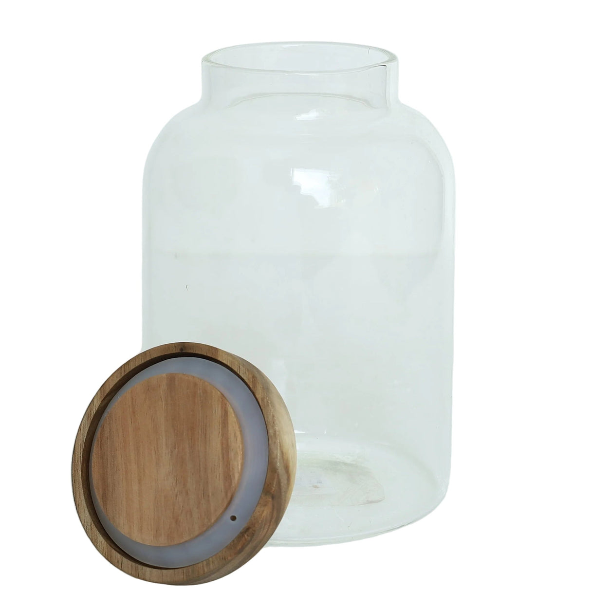 Clear Glass Storage Jar with Wooden Lid 1000ML at Zubaidas Homestore best for home shopping Pakistan