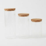 Clear Ribbed Glass Storage Jar Set - 3 Pieces at Zubaidas Homestore Online Pakistan