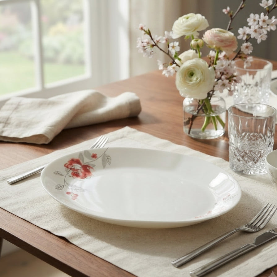 Corelle Brush Stroke Roses Serving Platter 31cm at Zubaidas Homestore Pakistan