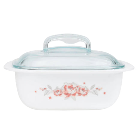 Corelle Brushed Stroke Roses 1.41L Square Dish with Lid at Zubaidas Homestore Best for Home Shopping Pakistan