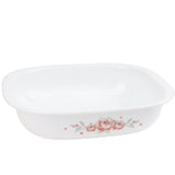 Corelle Brushed Stroke Roses Oblong Dish with Plastic Lid 1.89L at Zubaidas Most Trusted Homestore in Pakistan