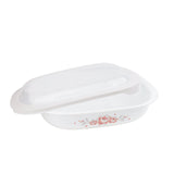 Corelle Brushed Stroke Roses Oblong Dish with Plastic lid 2.83L at Zubaidas Homestore Best for Home Shopping Pakistan