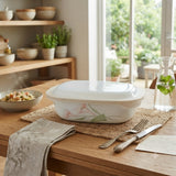 Corelle Country Cottage Oblong Dish with Plastic Lid 1.89L at Zubaidas Homestore Pakistan