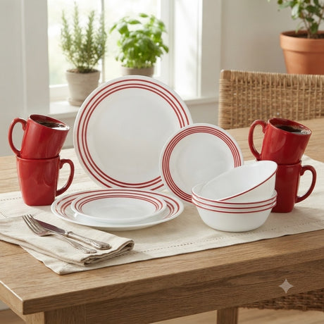 Corelle Livingware Dinner Set 16 Pieces Ruby Red at Zubaidas Homestore Pakistan