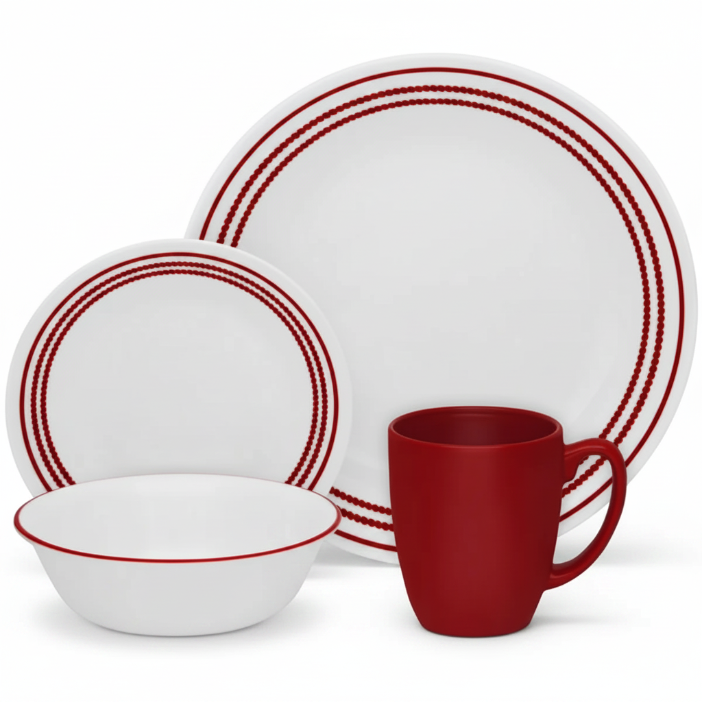 Corelle Livingware Dinner Set 16 Pieces Ruby Red at Zubaidas Most Trusted Homestore in Pakistan