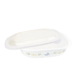 Corelle Secret Garden Oblong Dish with Plastic lid 1.89L at Zubaidas Homestore Best for Home Shopping Pakistan